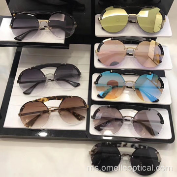 Hot Sale Rimless Sunglasses dengan Lensa yang berwarna-warni